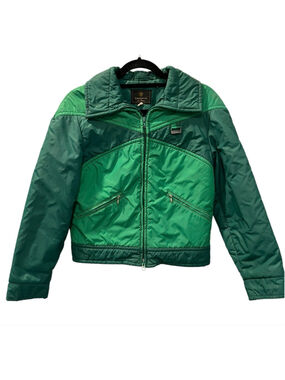 Vintage Edelweiss Skiwear Jacket Womens M Green Colorblock Retro 70s Puffer Zip